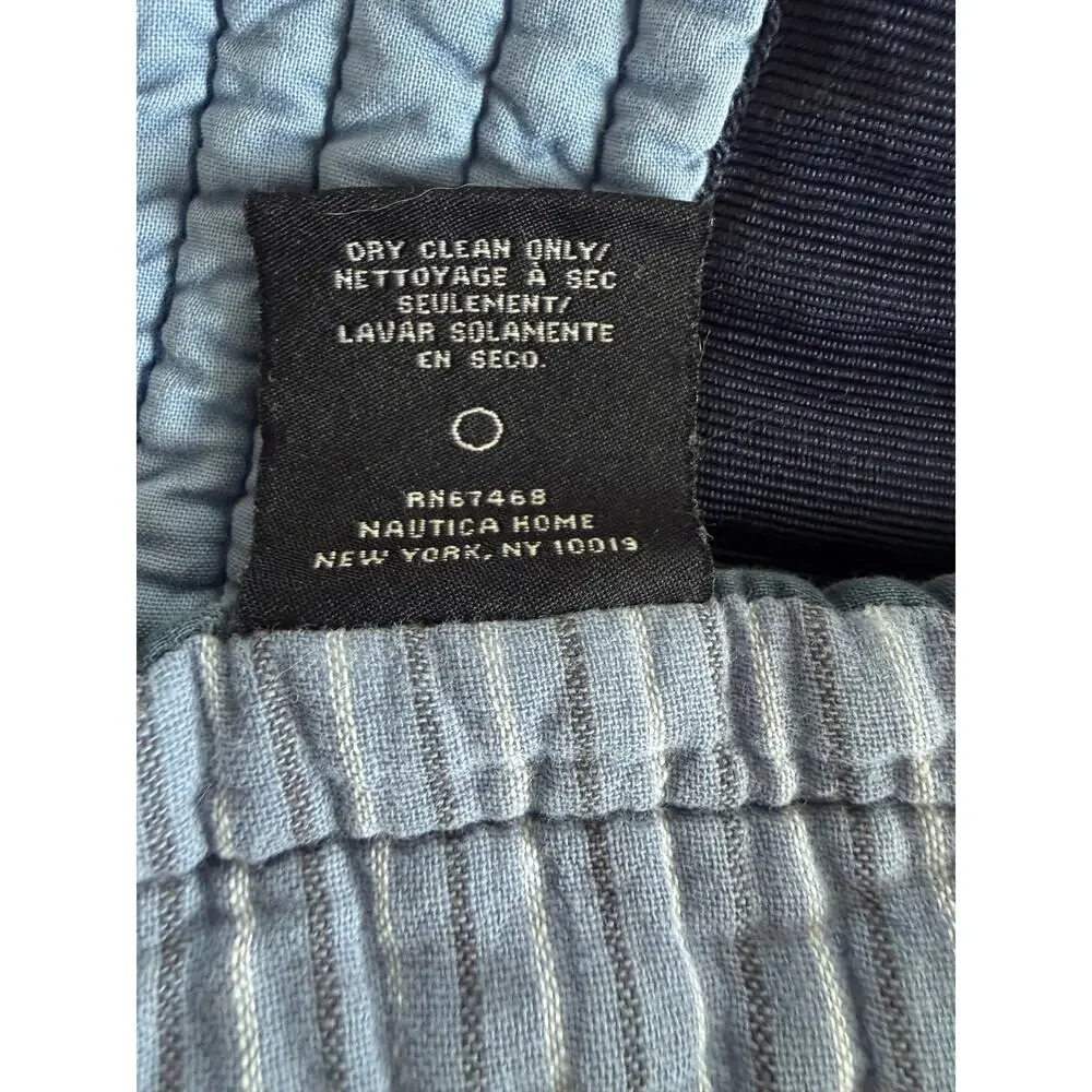 Nautica Coastal Quilt Bedspread Full Queen Blue Plaid Cotton 2 Pillow Shams READ